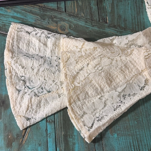 Sheer Lace Maxi Dress Off the Shoulder Bell Sleeves Size Medium - Picture 11 of 13